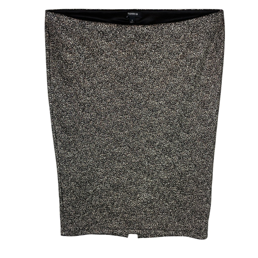 Torrid Sparkle Glitter Pencil Skirt Black Gold Silver Metallic Plus Size‎ 1